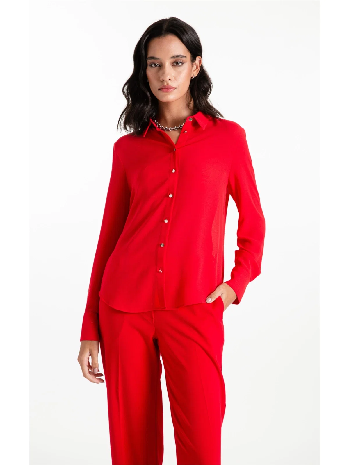 Camisa Georgette Petit Vermelho Vivo — imagem 1