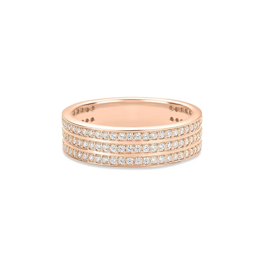 Anel Life Maxi em Liga Rosé com Banho de Ouro Rosé 18k e Pedras Incolores