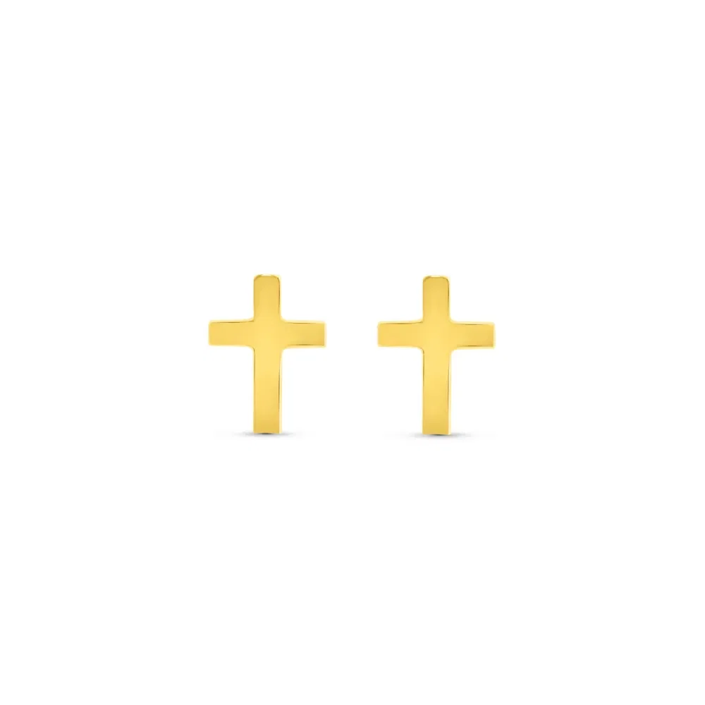 Brinco Life Cruz Religião Prata Banho Ouro Amarelo — imagem 1