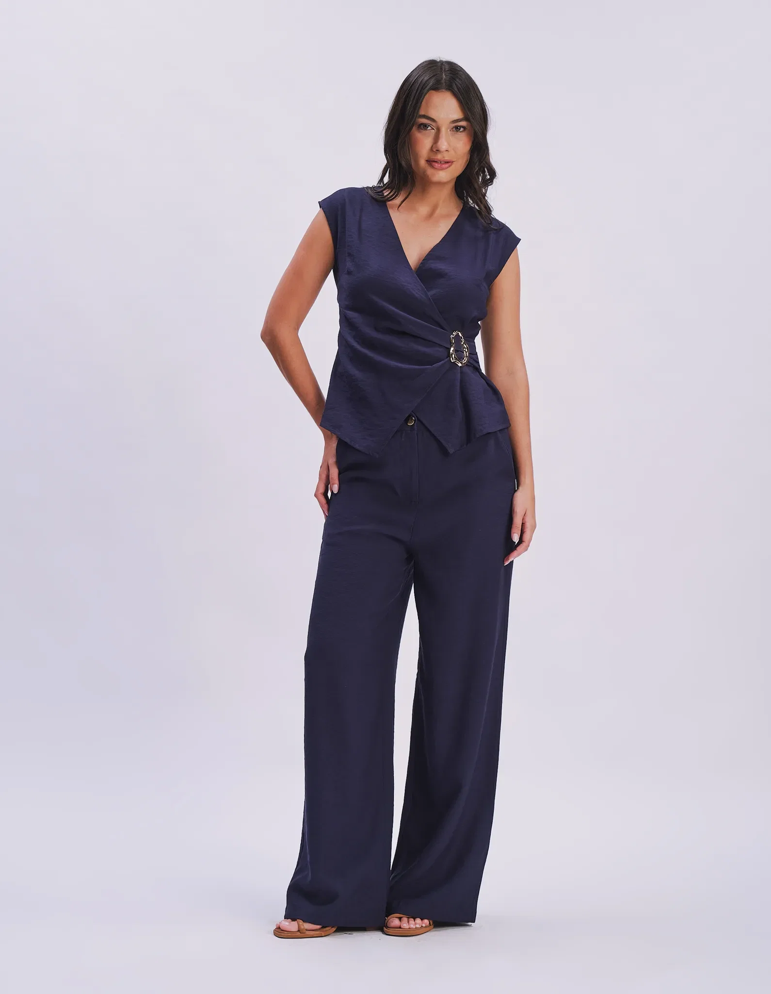 Calça Pantalona - Azul Marinho — imagem 1
