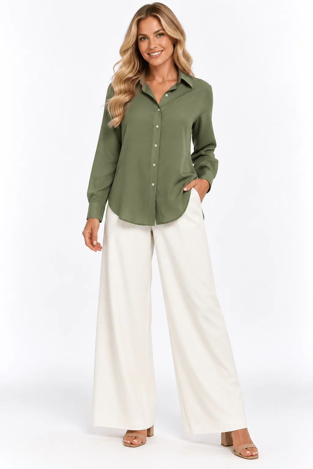 Camisa Manga Longa Punho Largo - Verde