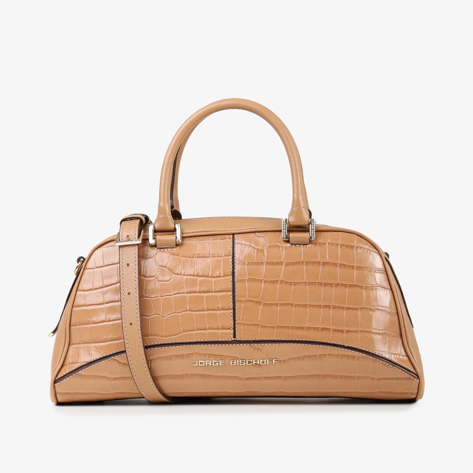 Bolsa Baú Caramelo Trigo Couro Croco
