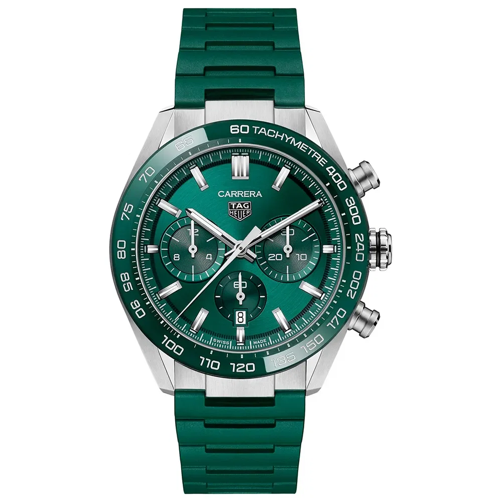 Relógio Tag Heuer Carrera Automático Masculino em Borracha Verde CBN2A1N.FT6238 — imagem 1