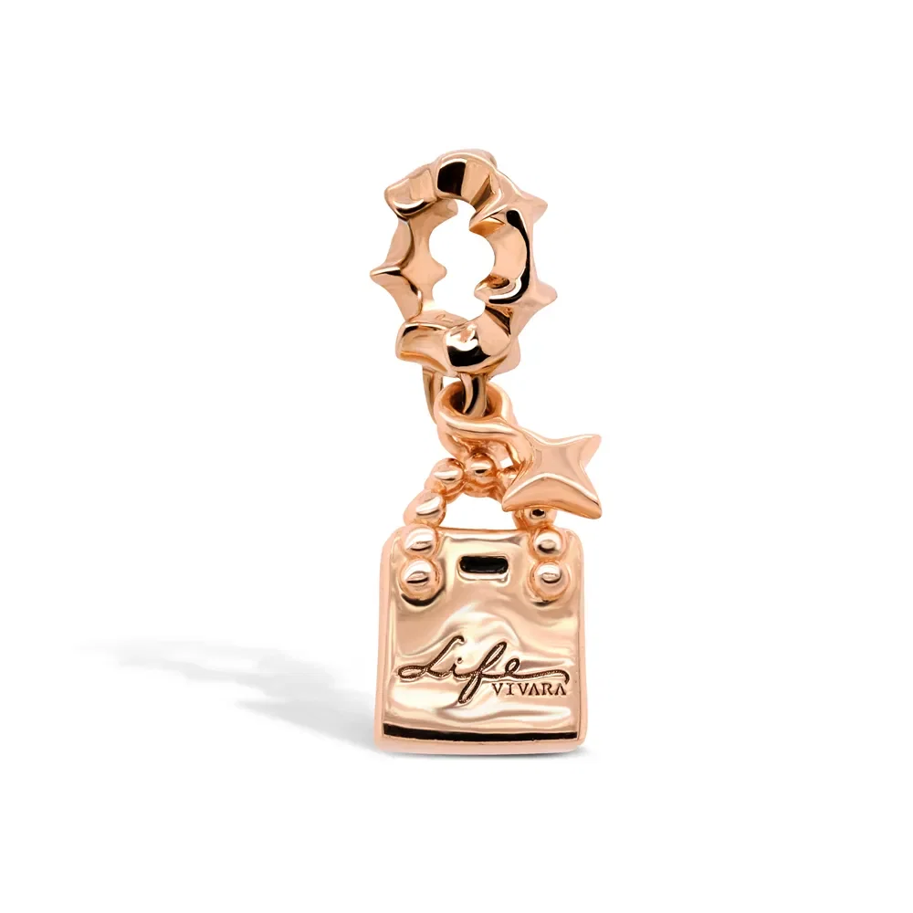 Pingente Life Soul Sacola Life em Liga Rosé com Banho de Ouro Rosé 18k — imagem 1