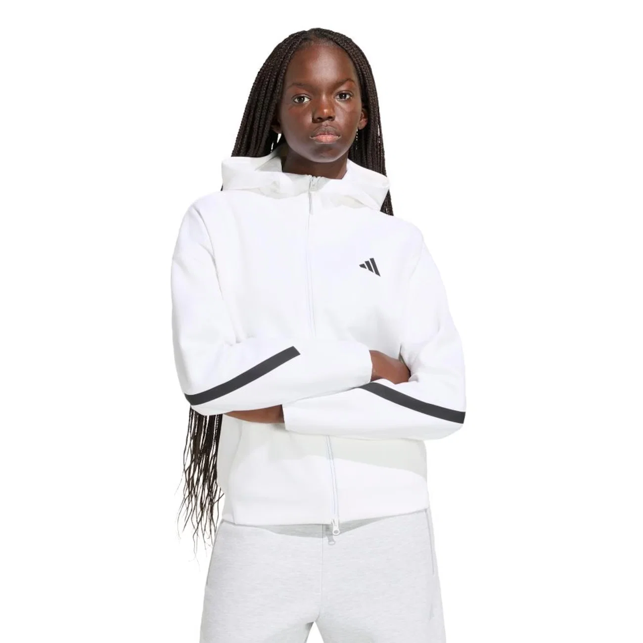 Blusão de Moletom com Capuz Adidas Zíper Z.N.E. Feminino — imagem 1