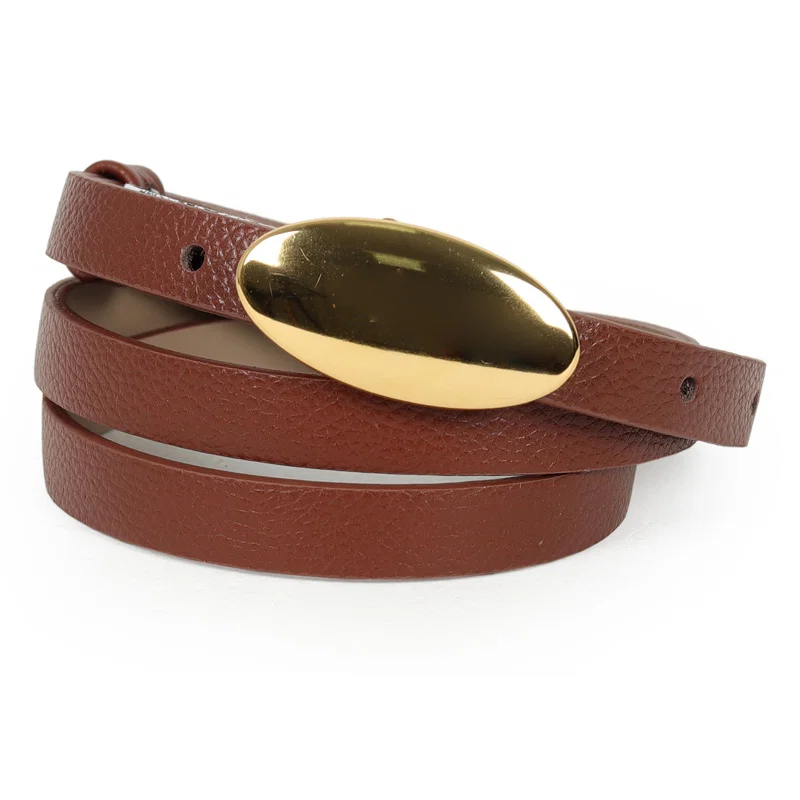 Cinto Feminino Couro Fivela Oval 1cm