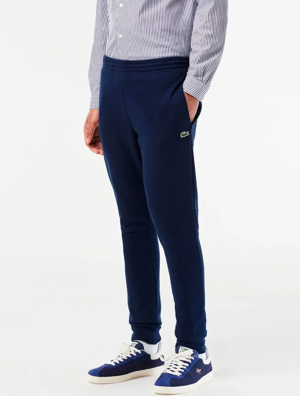 Calça Lacoste Masculina Slim Moletom Jogger Croco Azul Marinho