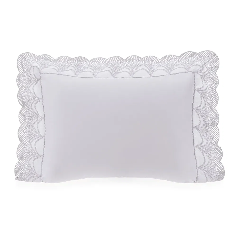 Fronha Padrão 100% Algodão Egípcio Palma Branco / Platino