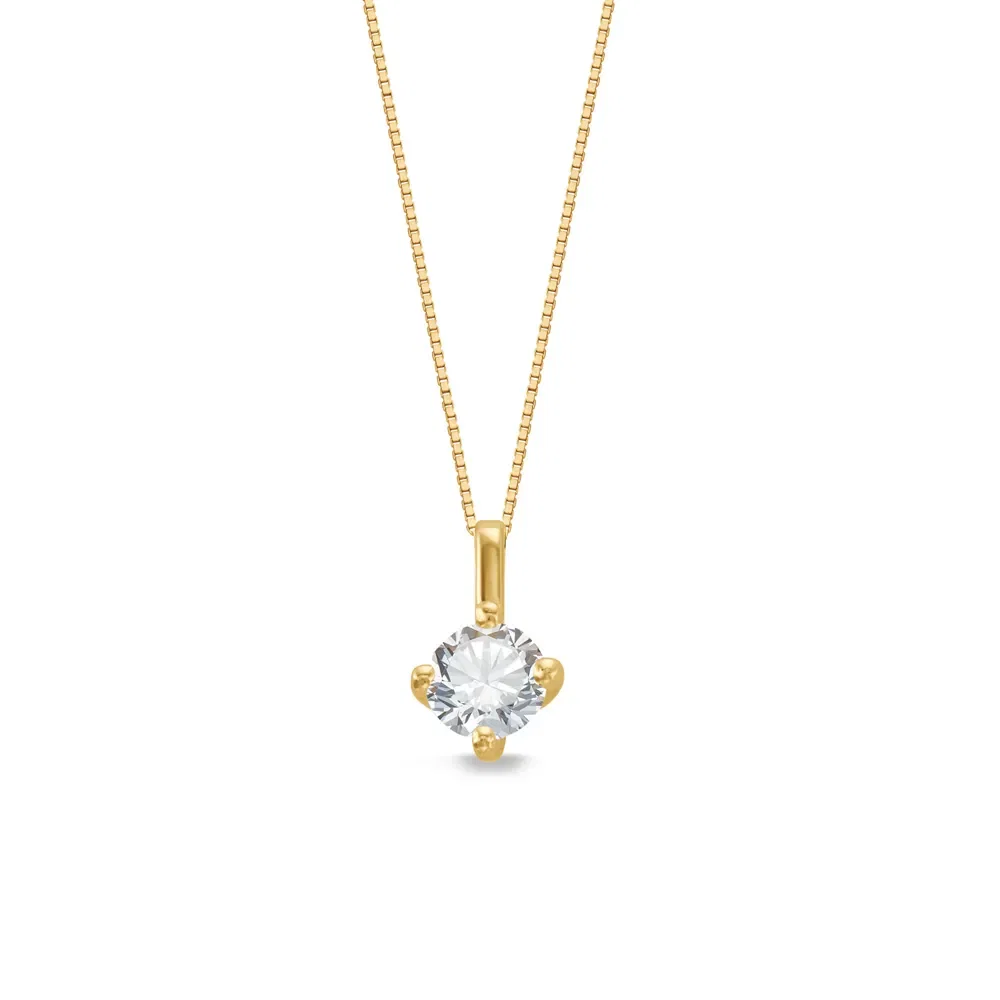 Pingente Solitário Classic em Ouro Amarelo 18k com 0,15ct de Diamante, 8mm — imagem 1