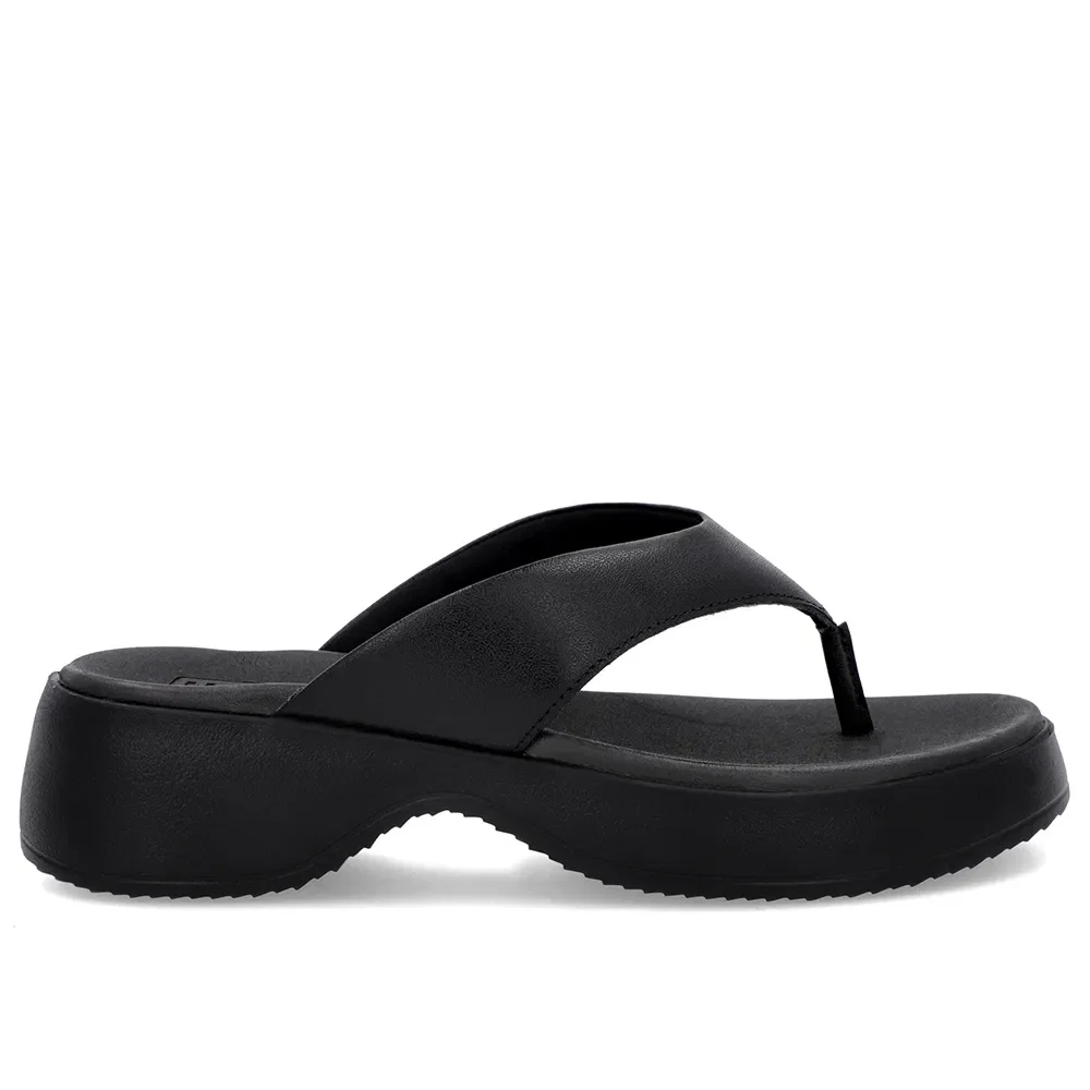 Chinelo Salto Plataforma Couro Preto — imagem 1