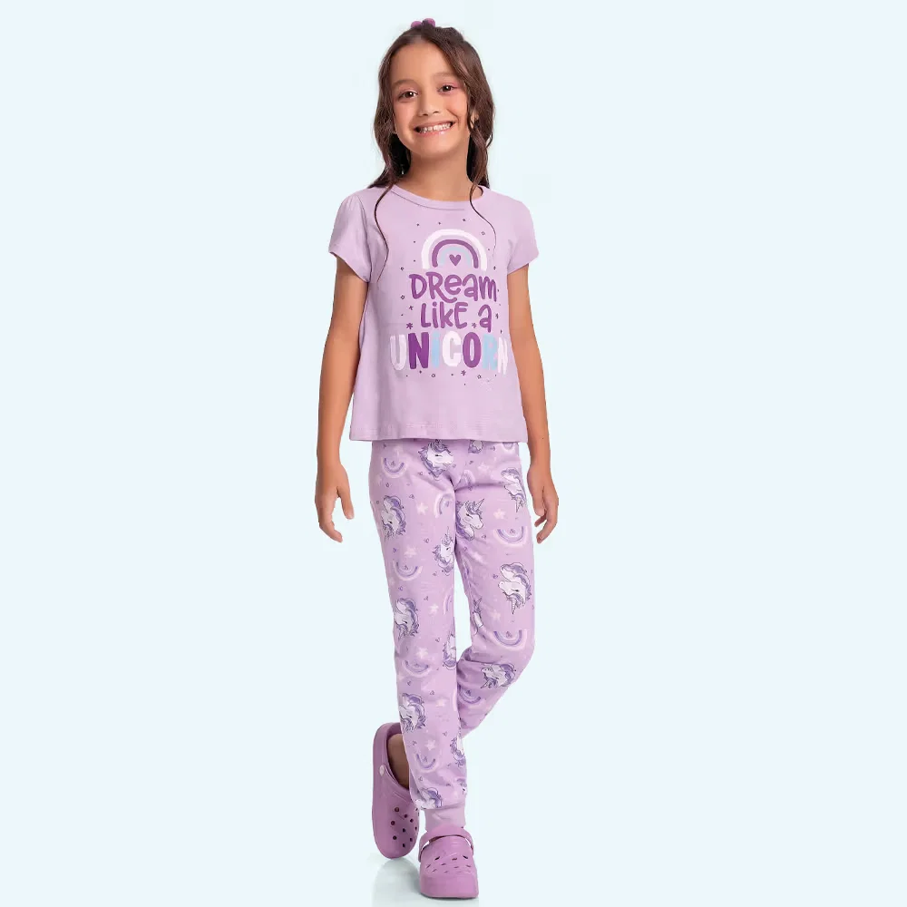 Conjunto pijama unicórnio blusa e calça