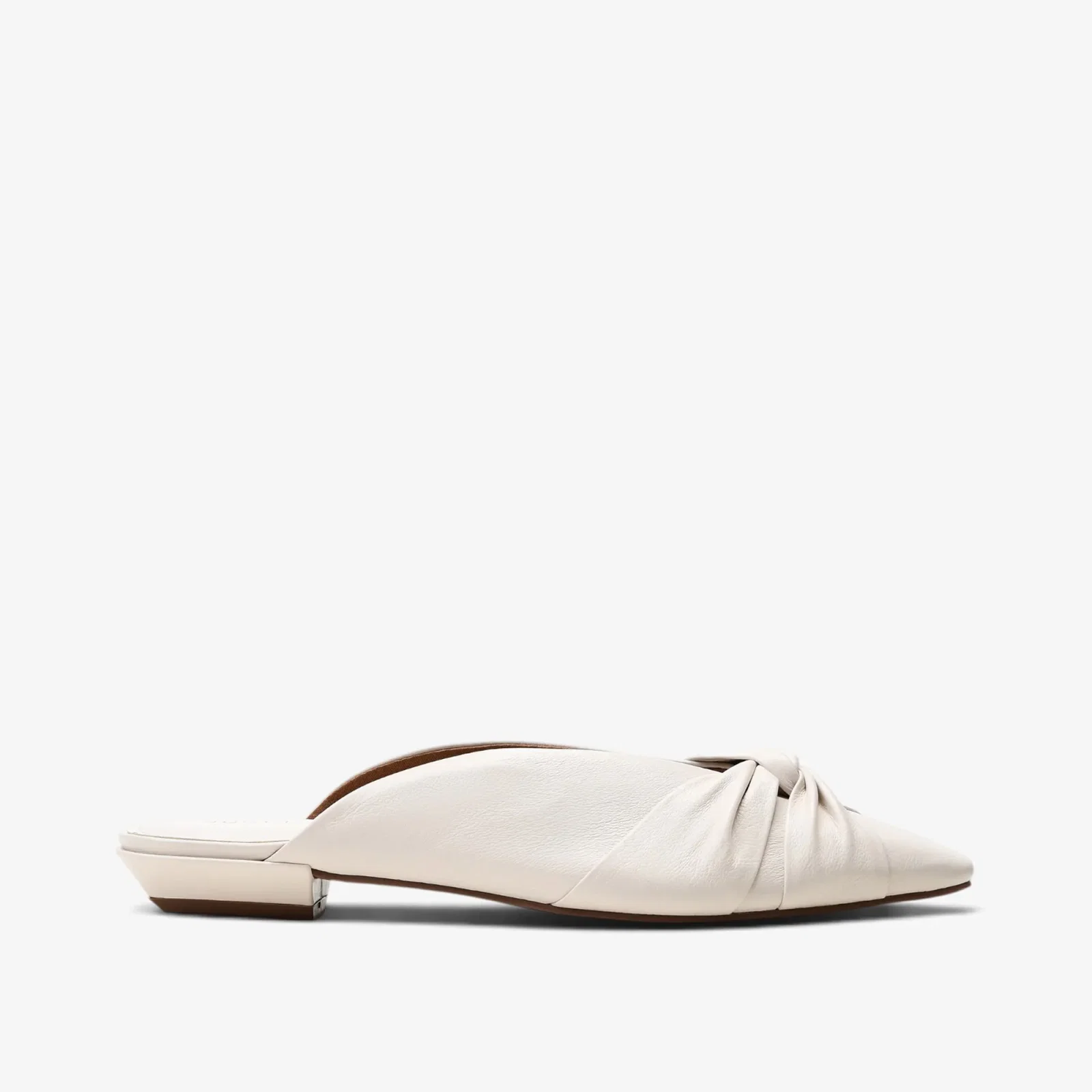Mule Off White Algodão Couro