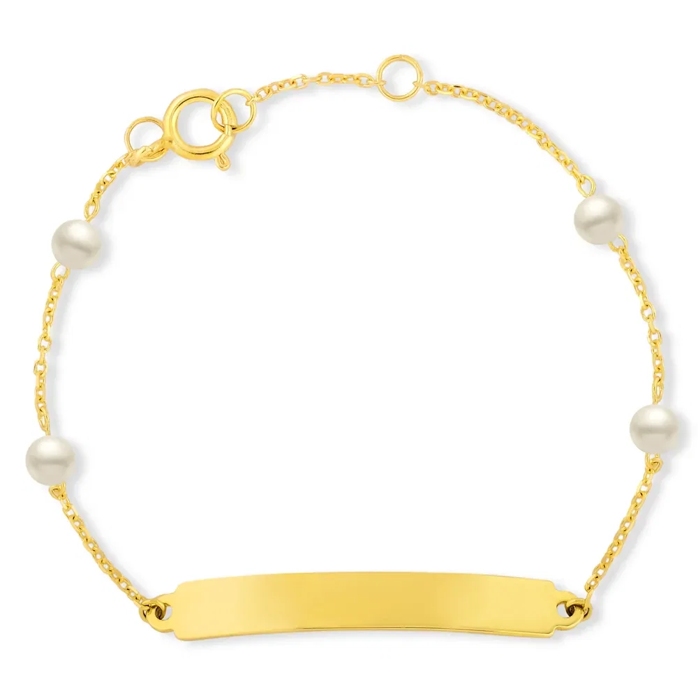 Pulseira Baby Personalizavel em Ouro Amarelo 18k com Pérolas — imagem 1