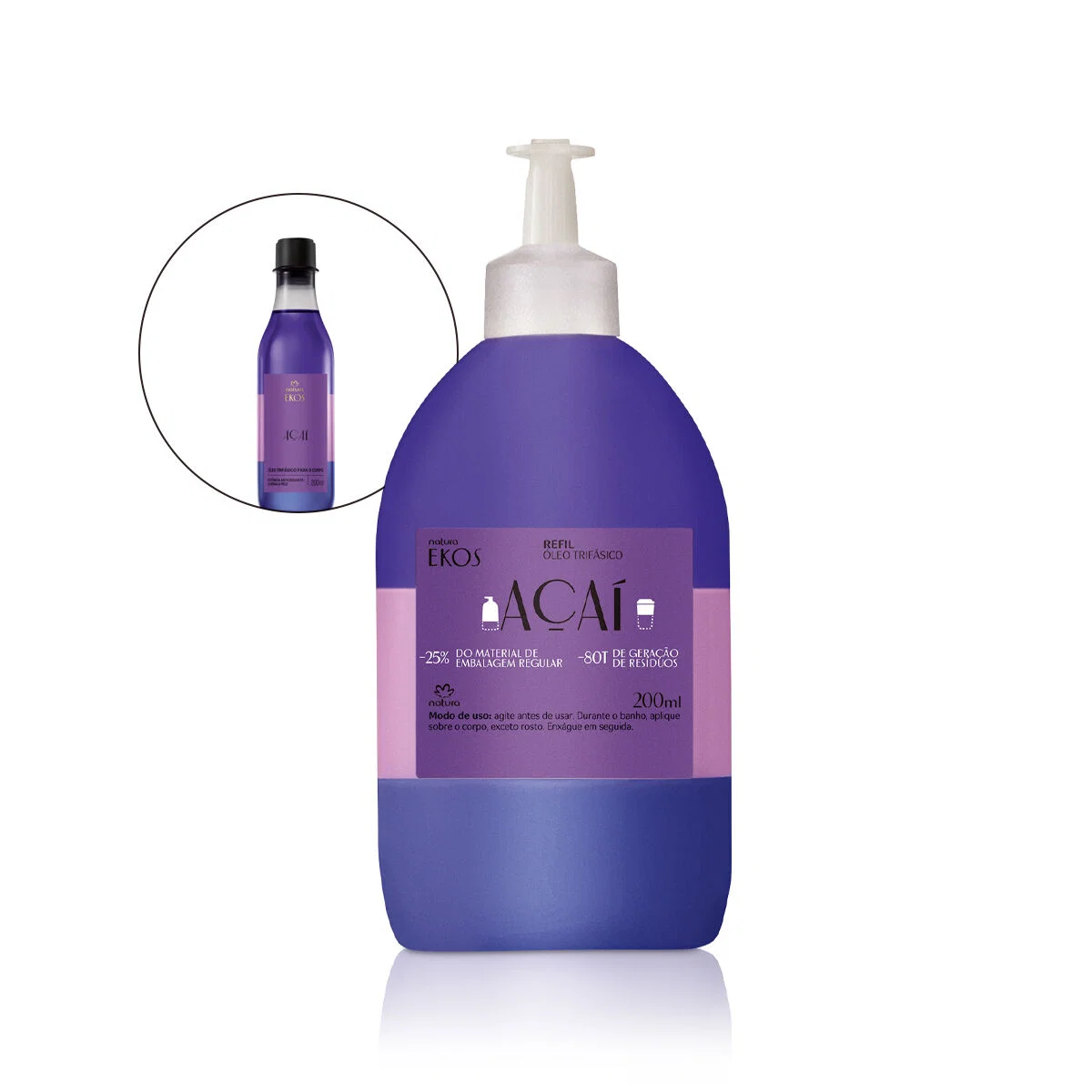 Refil Óleo Trifásico Desodorante Corporal Ekos Açaí 200 ml