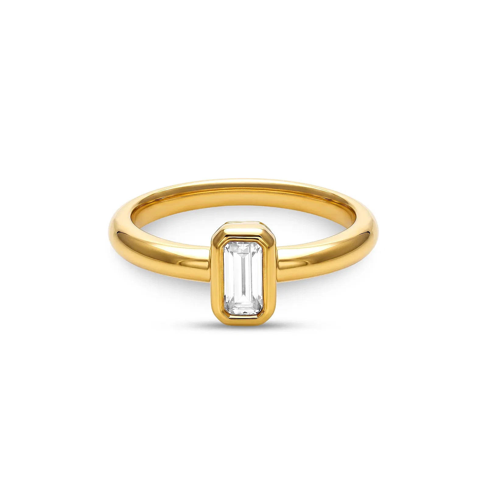 Anel Life Solitário em Prata 925 com Banho de Ouro 18k e Zircônia Incolor