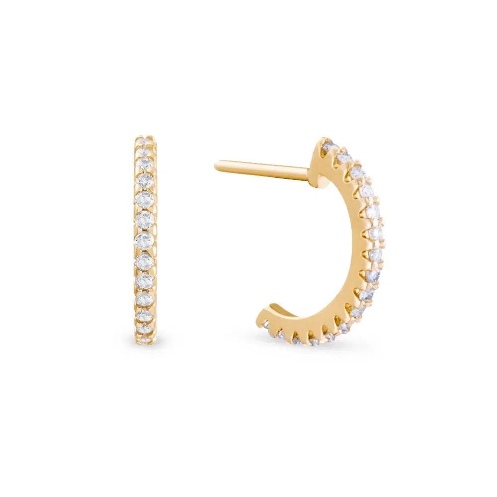 Argola Baby em Ouro Amarelo 18k com Diamantes 0,128ct, 13mm — imagem 1