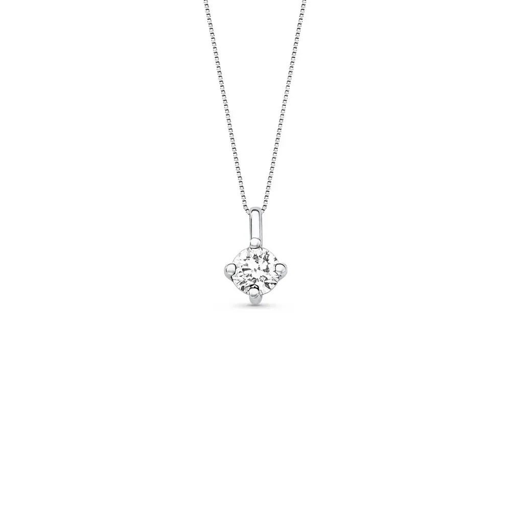 Pingente Solitário em Ouro Branco 18k com 0,30ct de Diamante, 10mm — imagem 1
