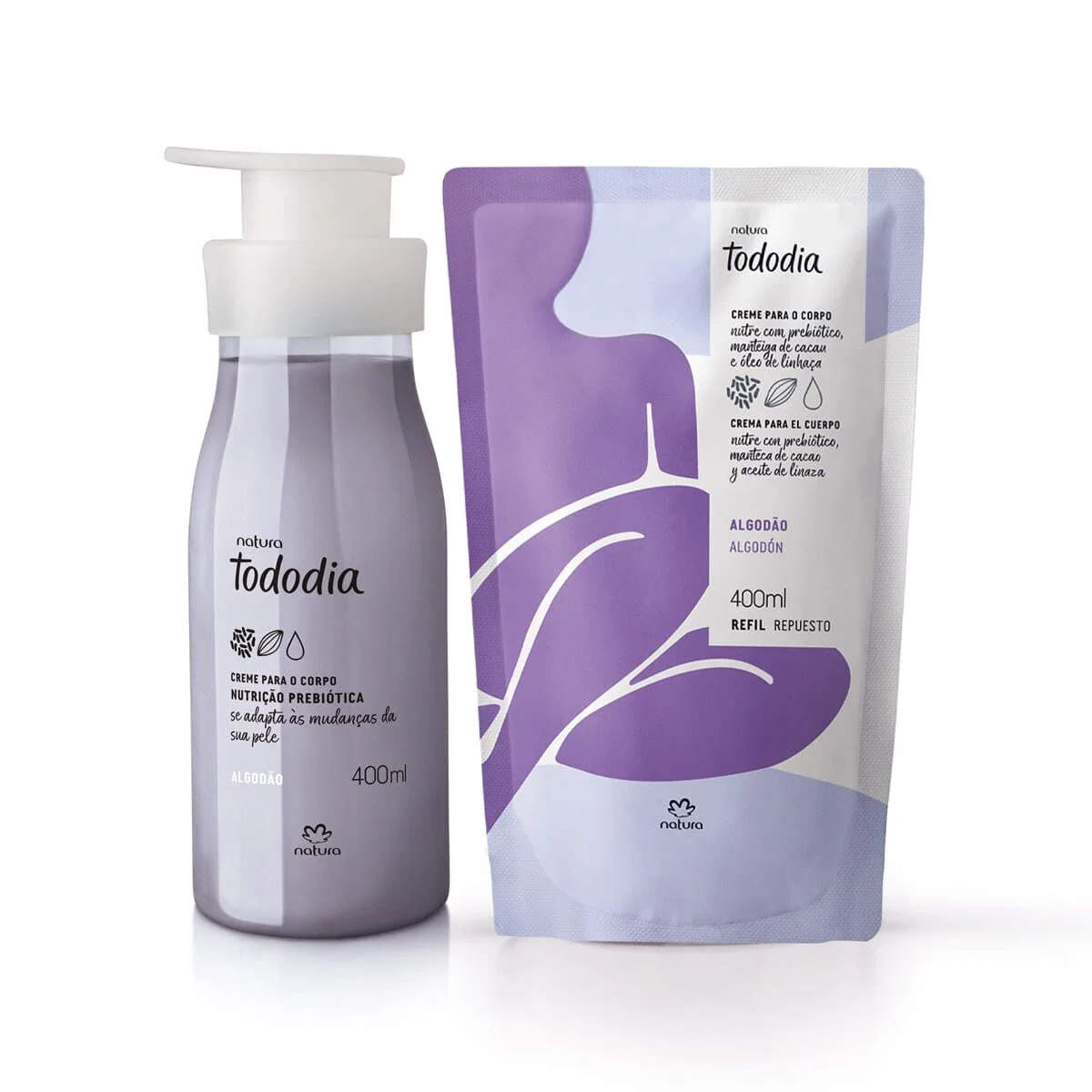 Kit Creme Desodorante Nutritivo para o Corpo Tododia Algodão com Refil