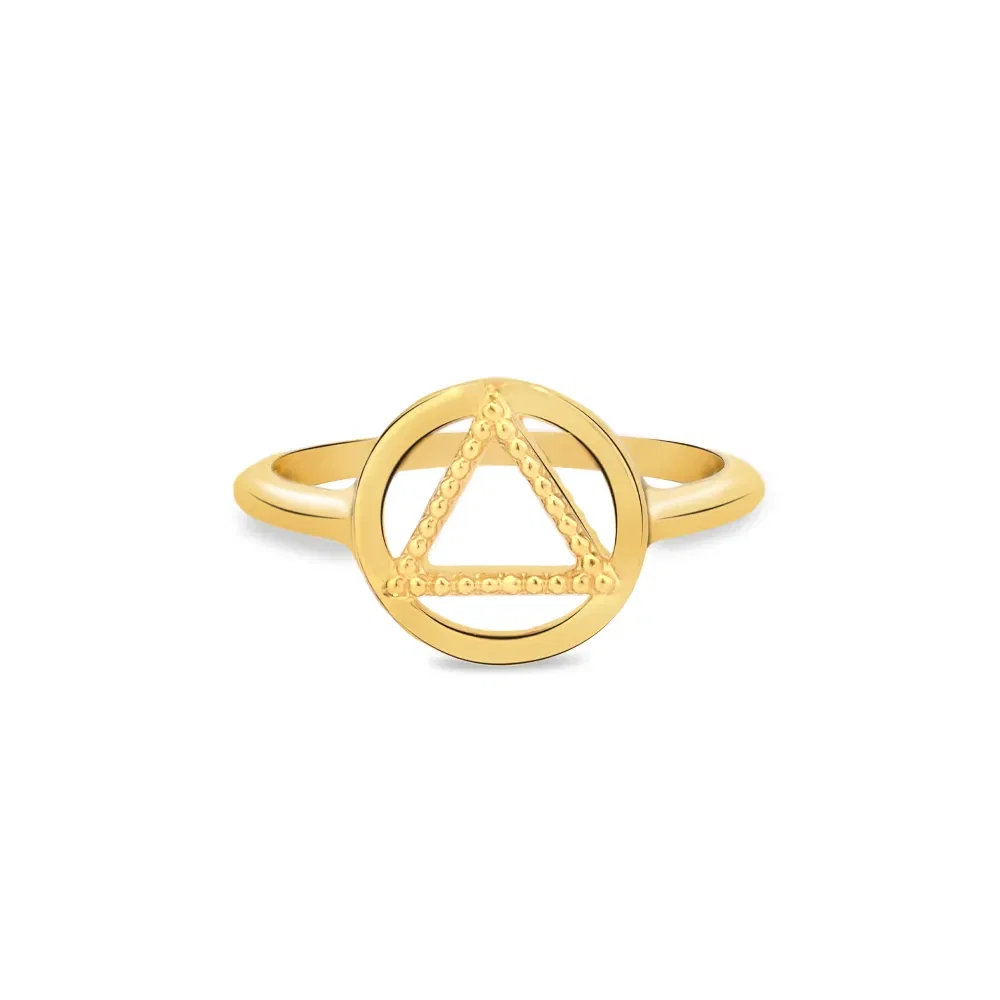 Anel Life Enigma Triângulo em Prata 925 com Banho de Ouro Amarelo 18k