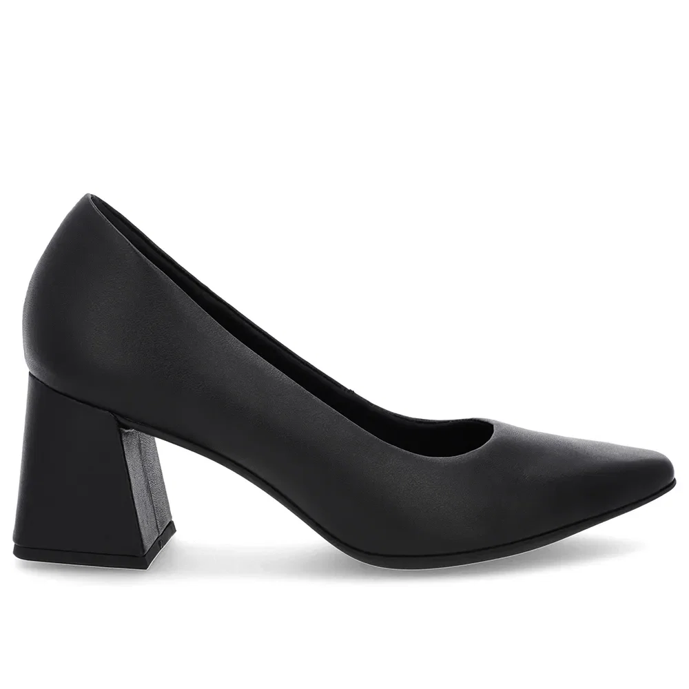 Scarpin Básico Couro Preto Bico Fino — imagem 1