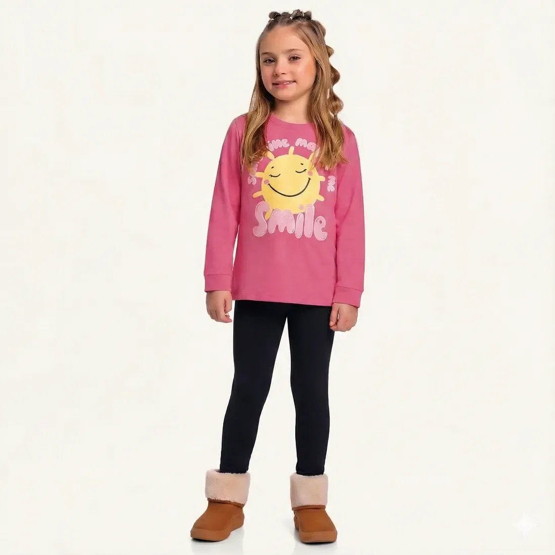 Conjunto blusão em moletom e legging em molecotton smile