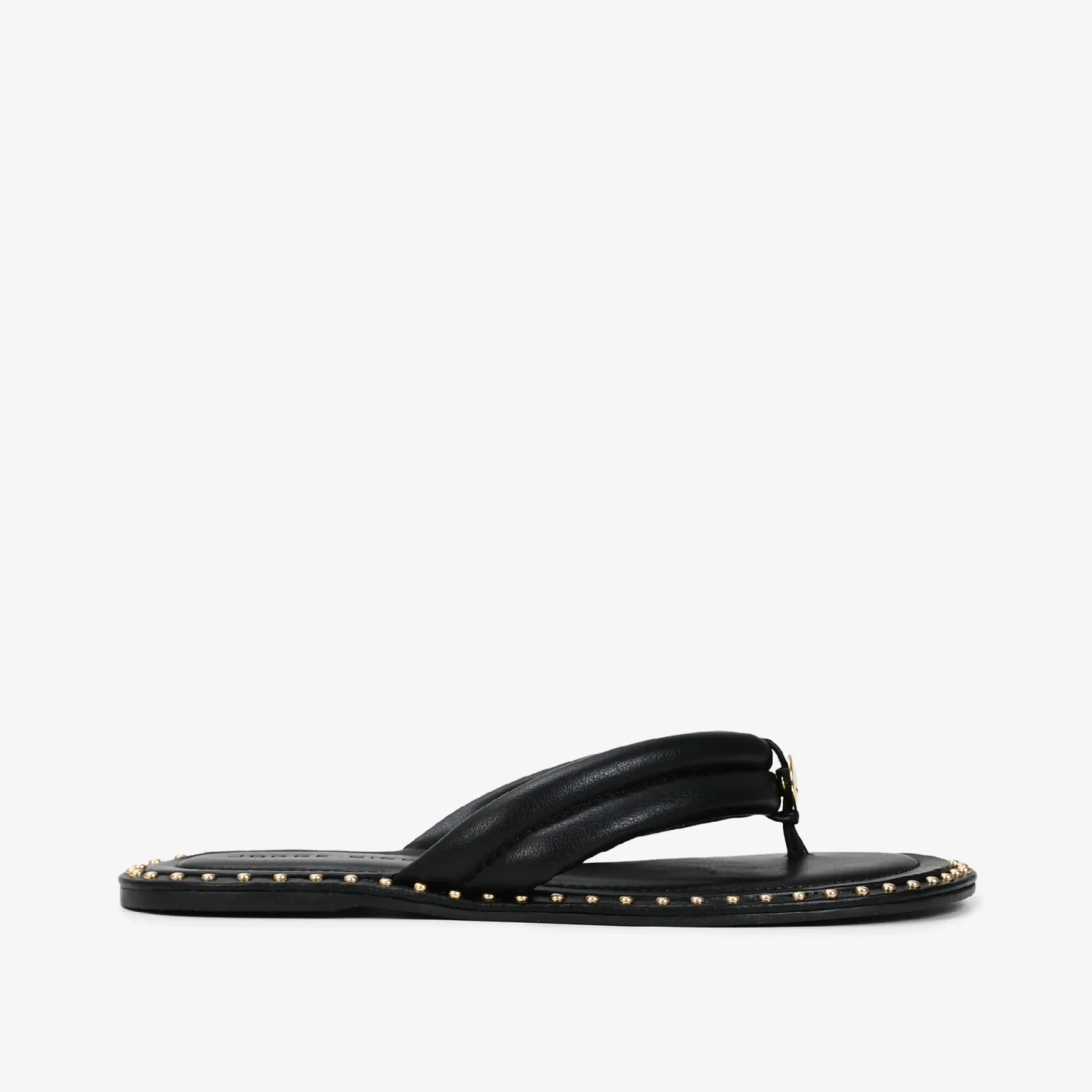 Chinelo Slide Preto Tachas Couro