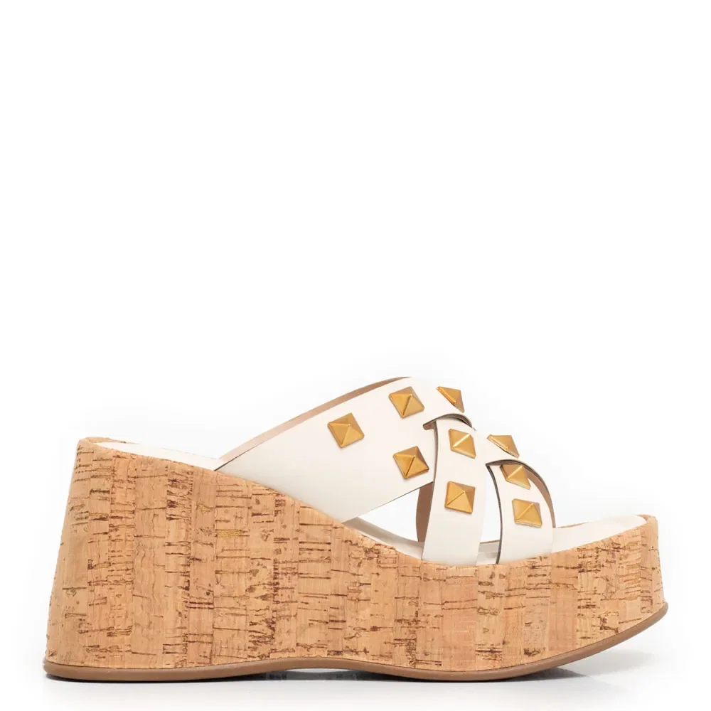 Tamanco Off White Plataforma Spikes