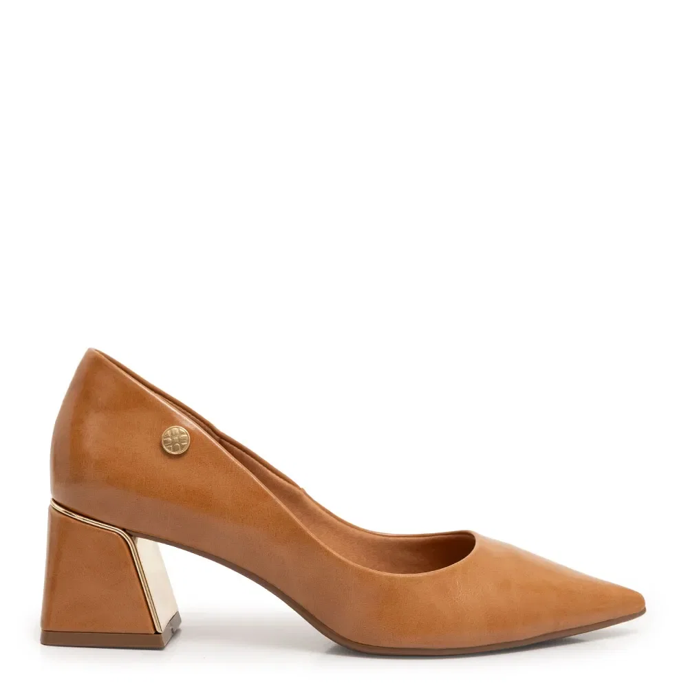 Scarpin Comfort Caramelo Salto Cromado