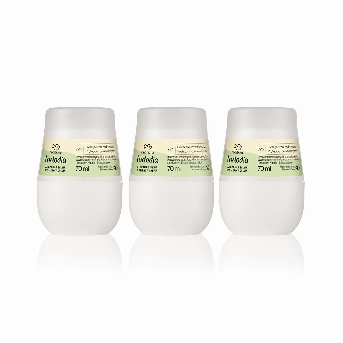 Kit Desodorante Antitranspirante Roll-on Tododia Alecrim e Sálvia (3 unidades)