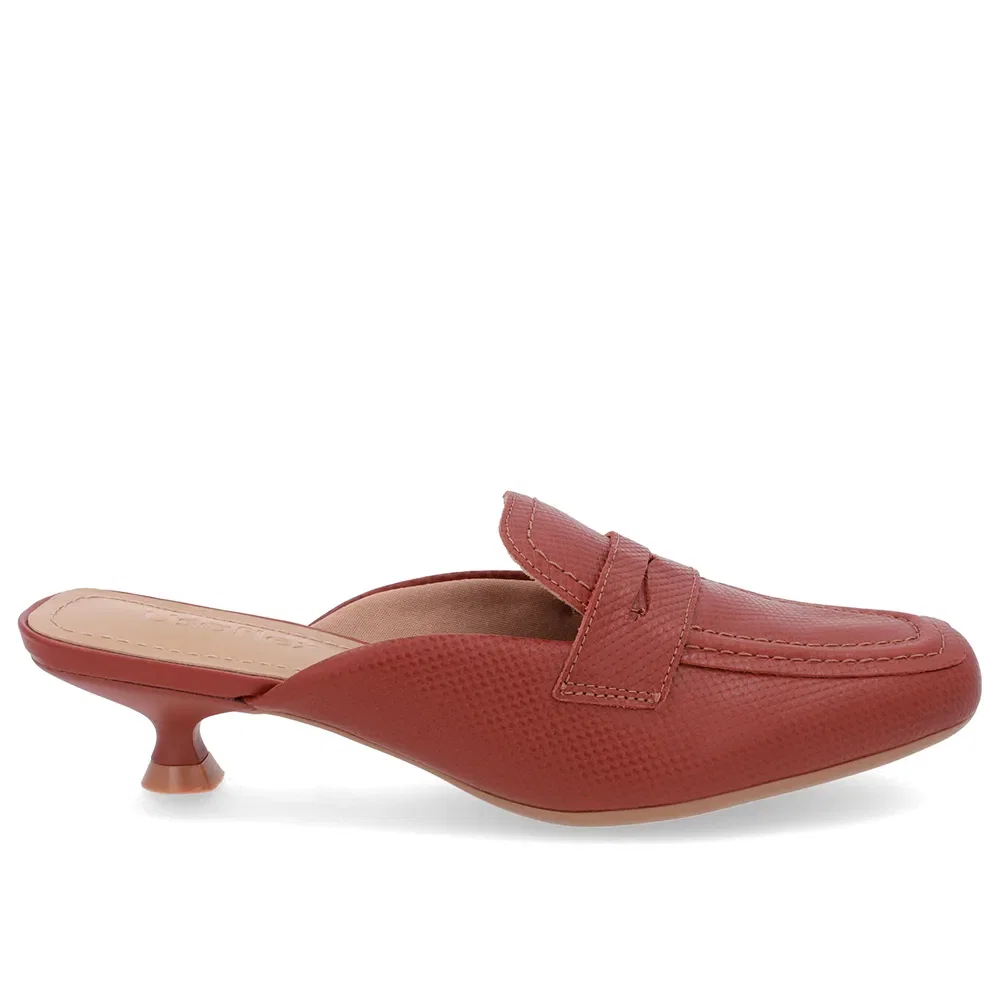 Mule Marrom Couro Salto Kitten — imagem 1