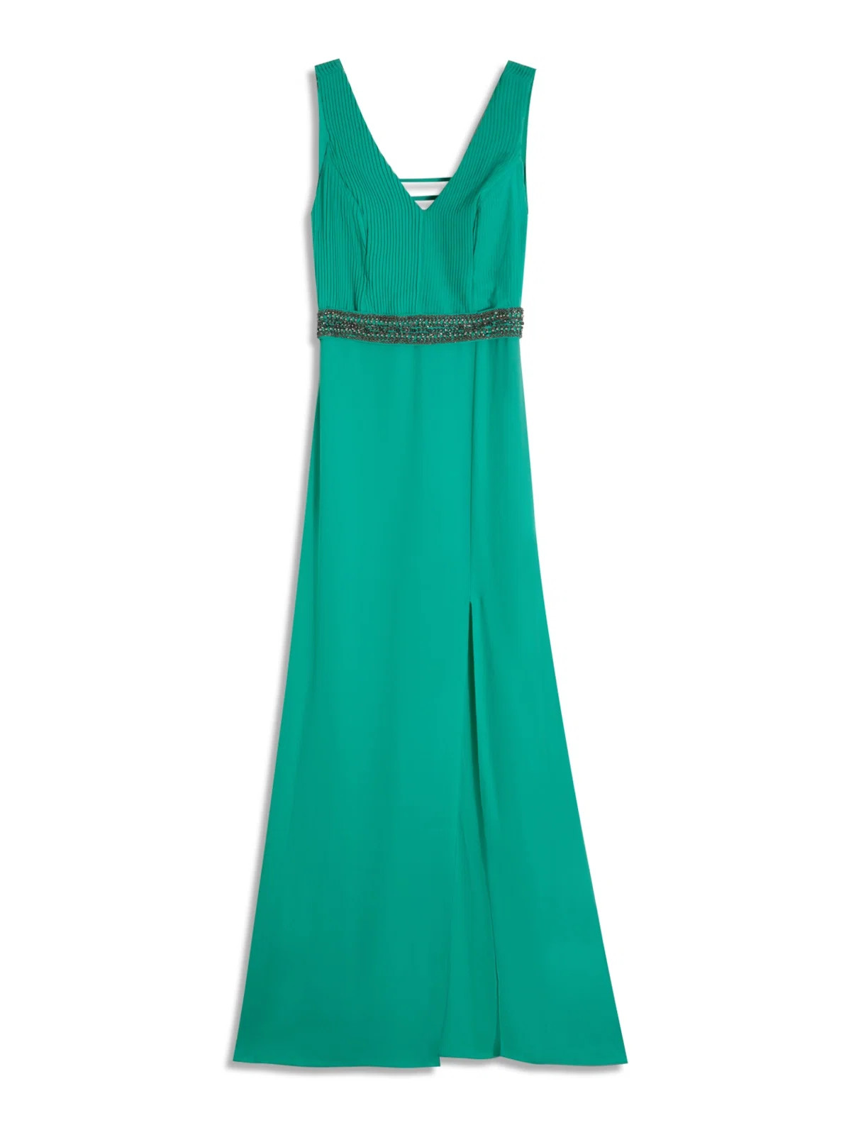 Vestido Longo Cinto Bordado Verde Claro — imagem 1