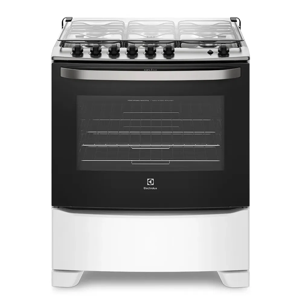 Fogão 6 Bocas Electrolux Branco com Porta Full Glass e Vidro Interno Removível (76UB6) — imagem 1