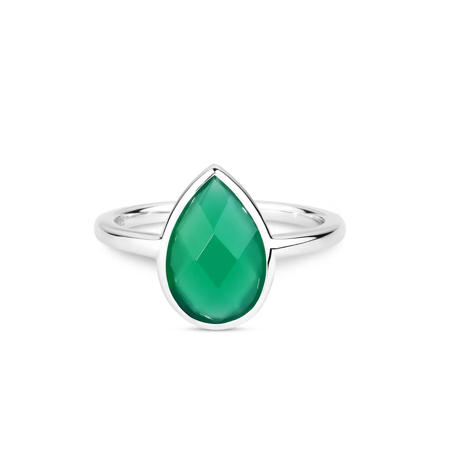 Anel Ivy em Prata 925 com Ágata Verde