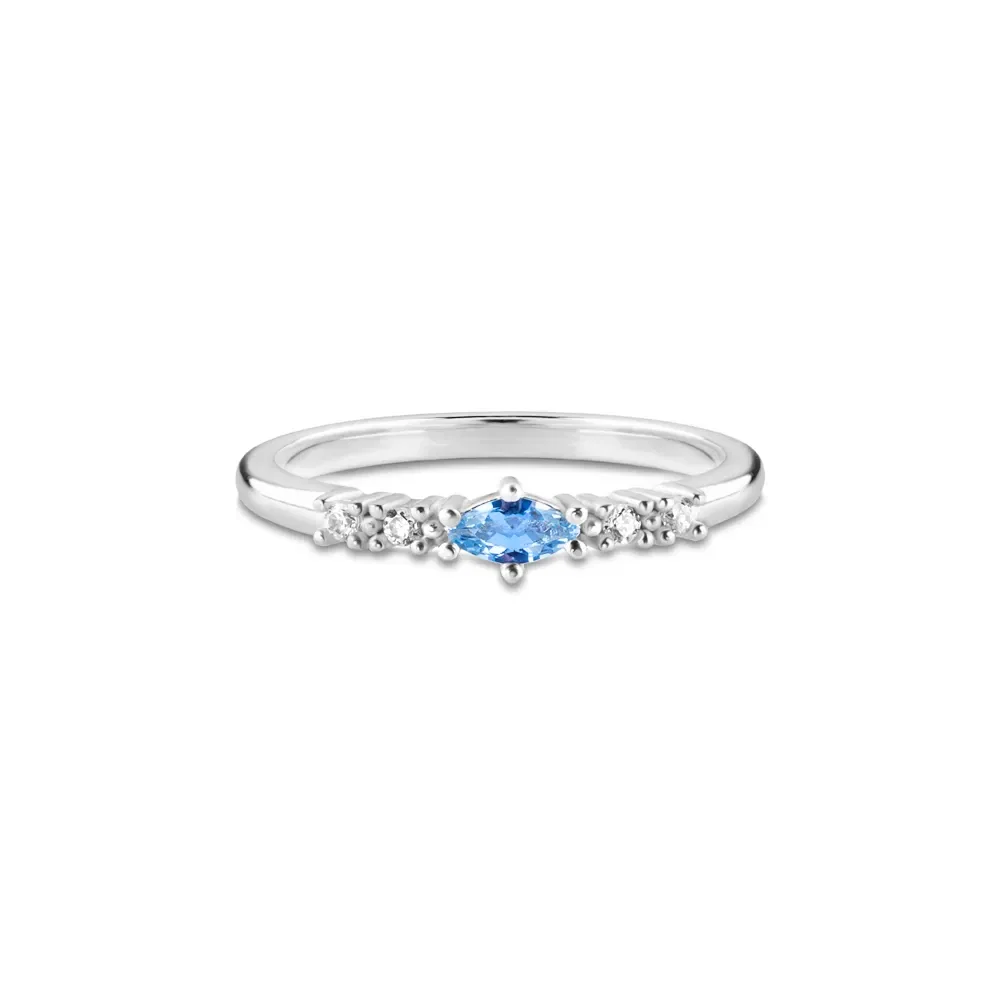 Anel Life Blend IV em Prata 925 com Pedra Azul e Incolores