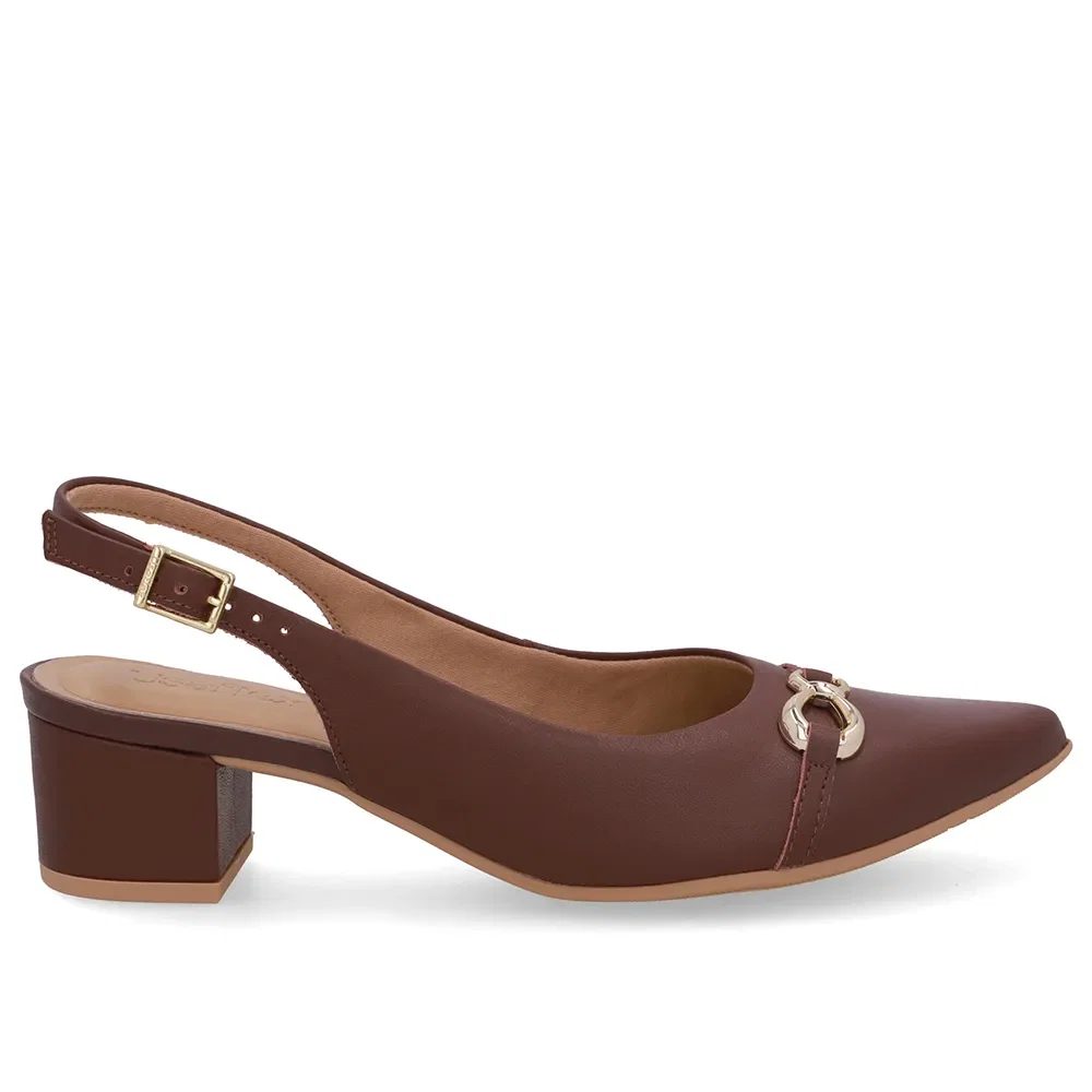 Slingback Couro Vermelho Top Bico Fino — imagem 1