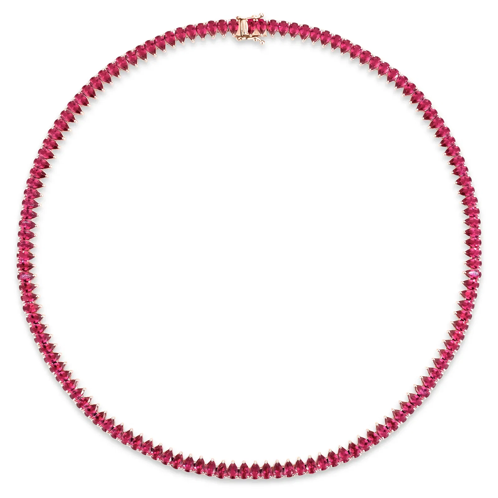 Colar Life Velvet em Liga Rosé com Banho de Ouro Rosé 18k e Pedras Vinho, 47cm