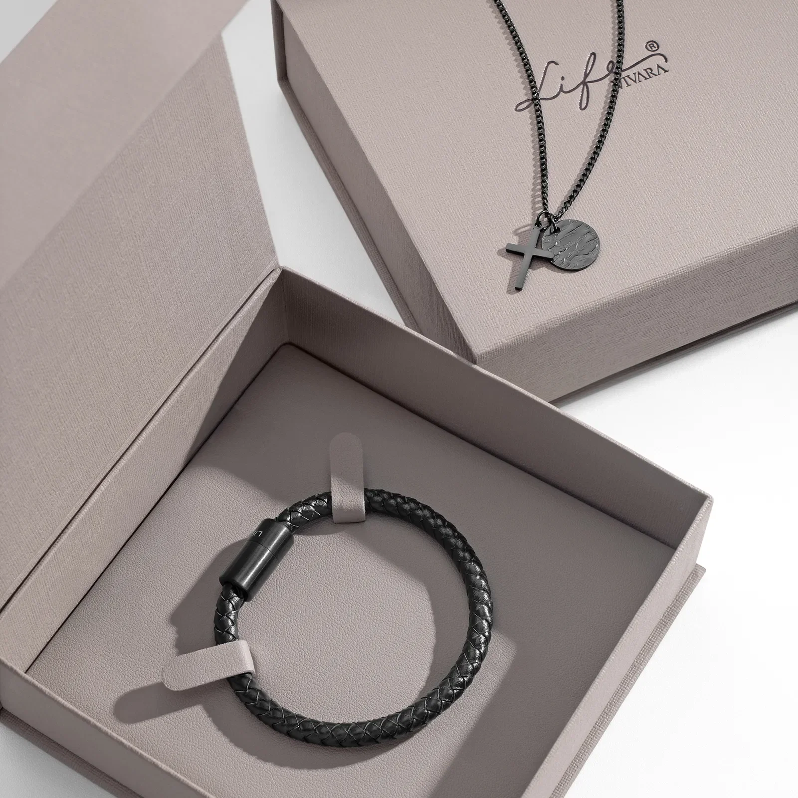 Kit Life Masculino - Conjunto Pulseira + Colar em Aço Inoxidável Preto