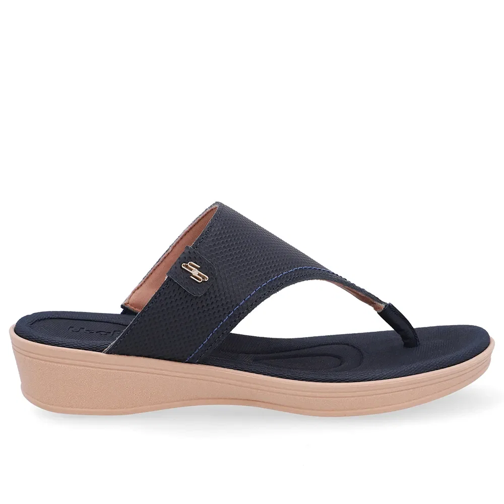 Chinelo Salto Baixo Couro Azul — imagem 1
