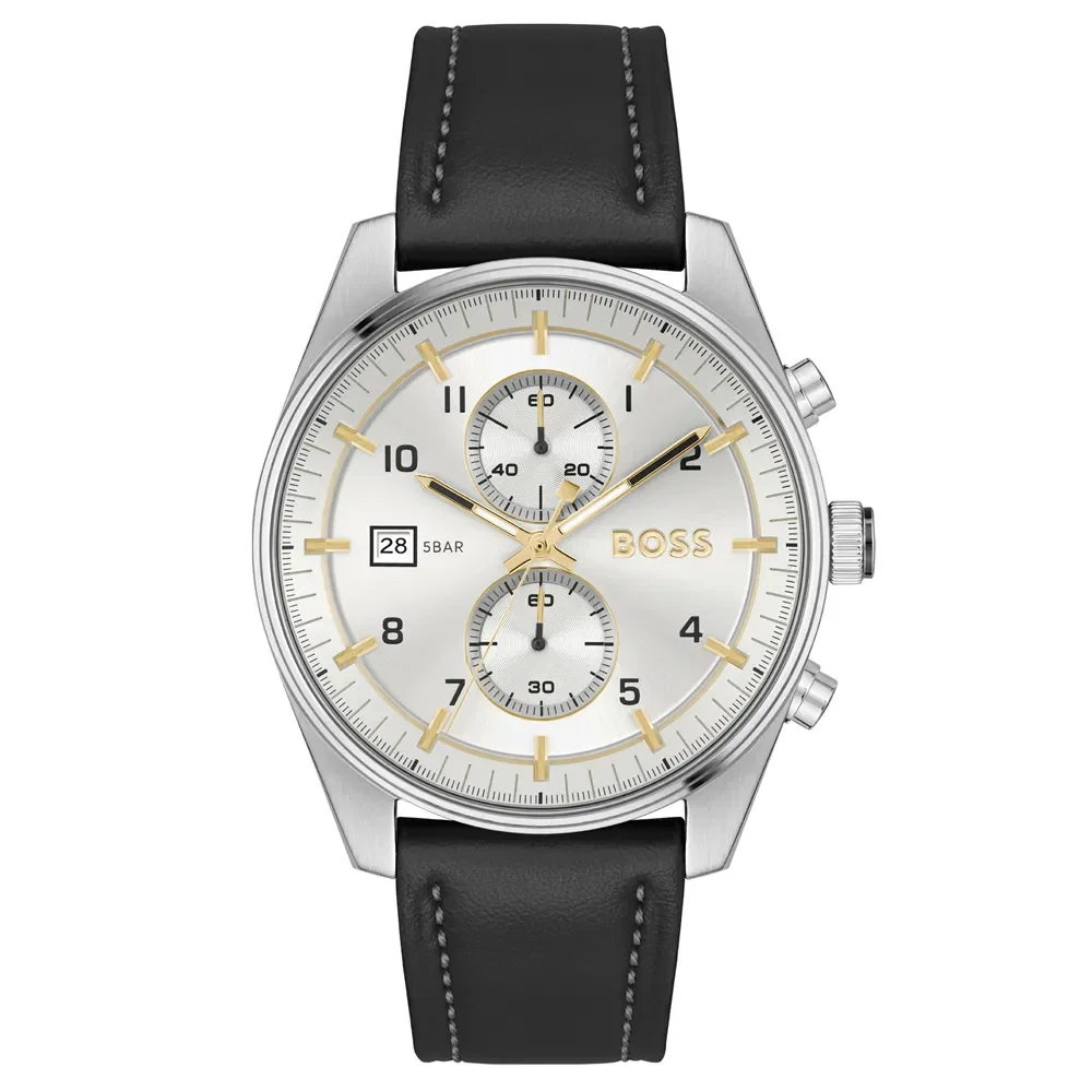 Relógio Boss Masculino Couro Preto 1514147