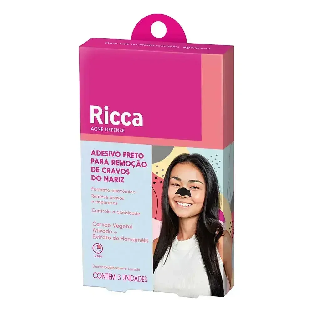 Adesivo para Remoção de Cravos do Nariz Ricca 3 Unidades
