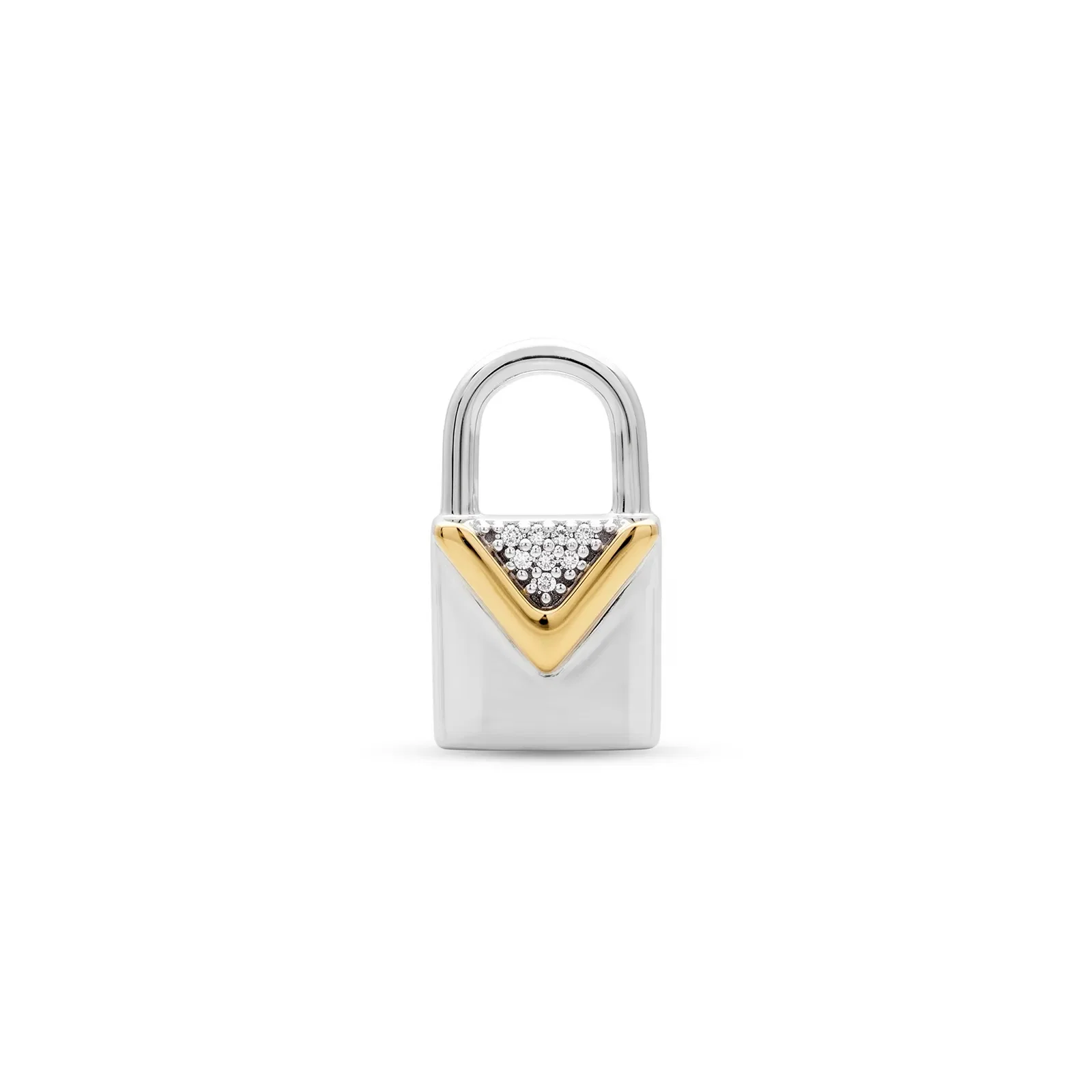 Pingente Cadeado em Prata 925 e Ouro Amarelo 18K com Safira Incolor — imagem 1