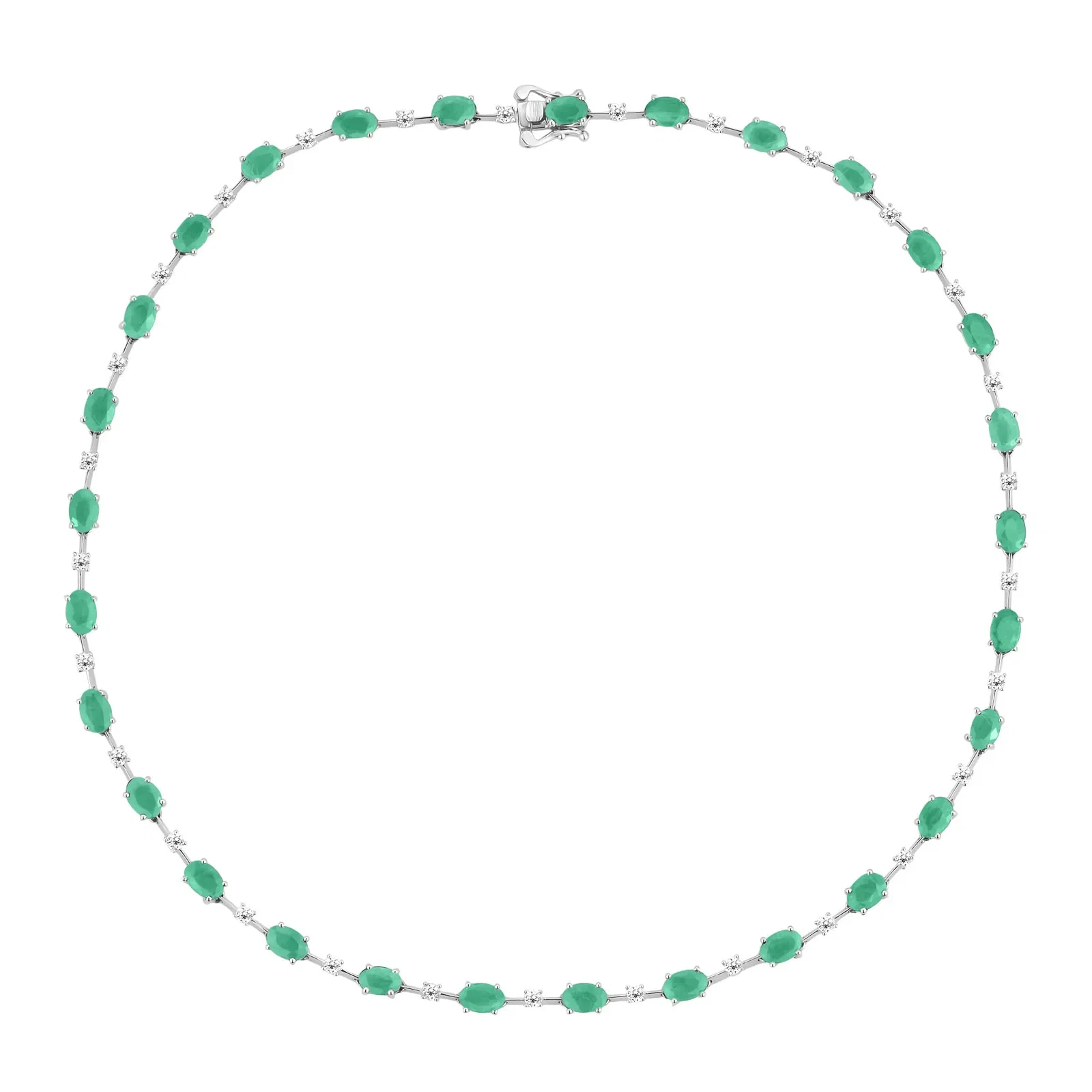 Colar Duquesa em Ouro Branco 18k com Esmeraldas e Diamantes 1,33 ct, 40 cm — imagem 1