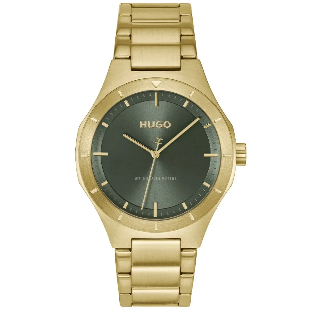 Relógio Hugo LIT Masculino em Aço Dourado 1530449