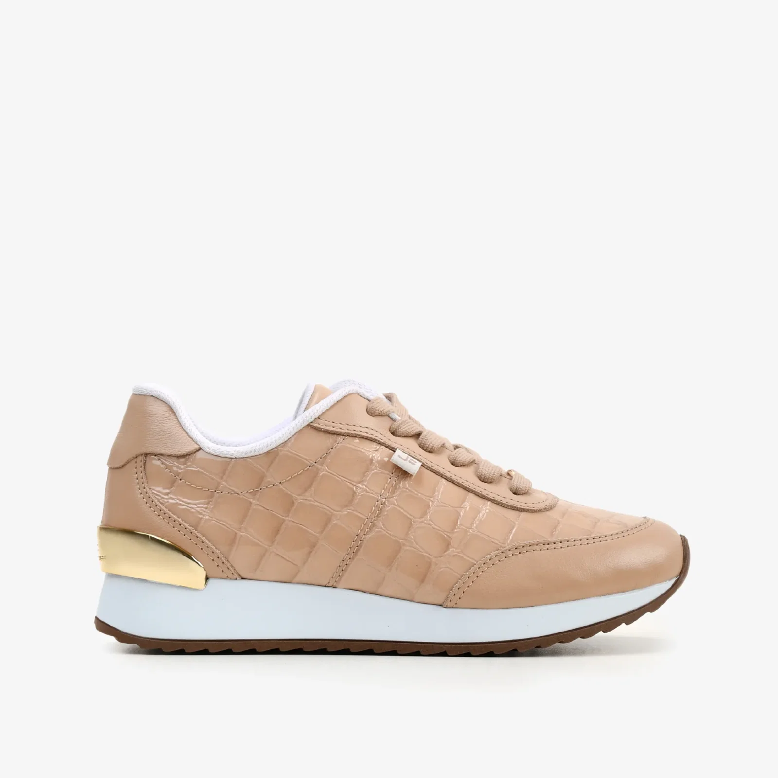 Tênis Jogger Nude Areia Couro Croco — imagem 1