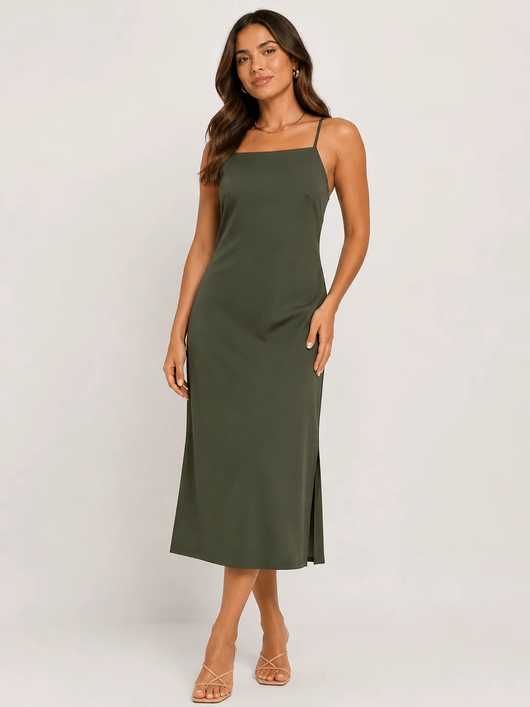 Vestido New Longo Elástico Costas - Verde — imagem 1