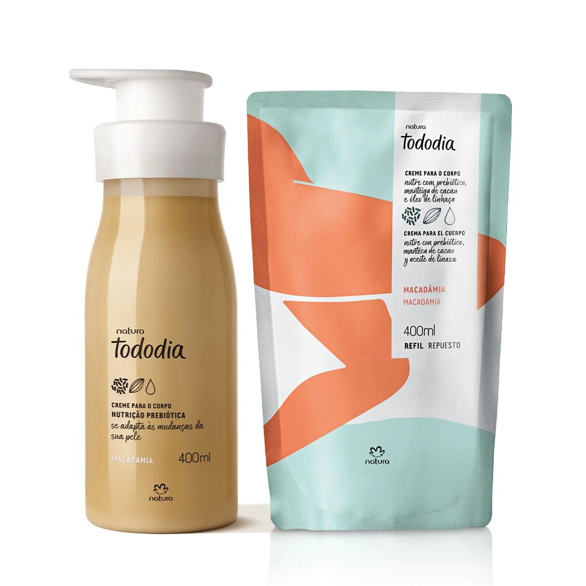 Kit Creme Desodorante Nutritivo Corporal Tododia Macadâmia com Refil 400 ml