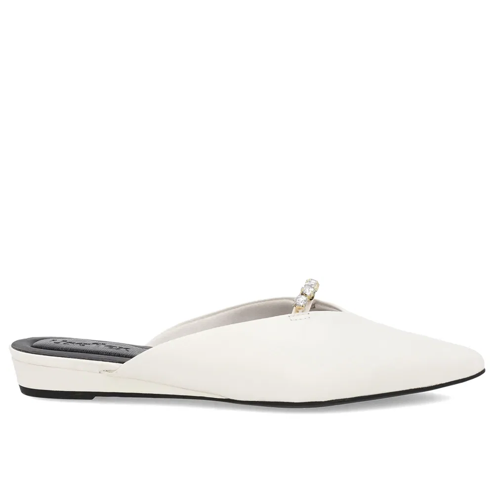 Mule Off-White Bico Fino Couro Salto Anabela — imagem 1
