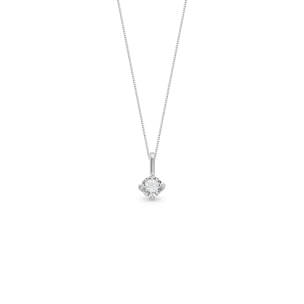 Pingente Solitário Classic em Ouro Branco 18k com 0,09ct de Diamante, 8mm — imagem 1
