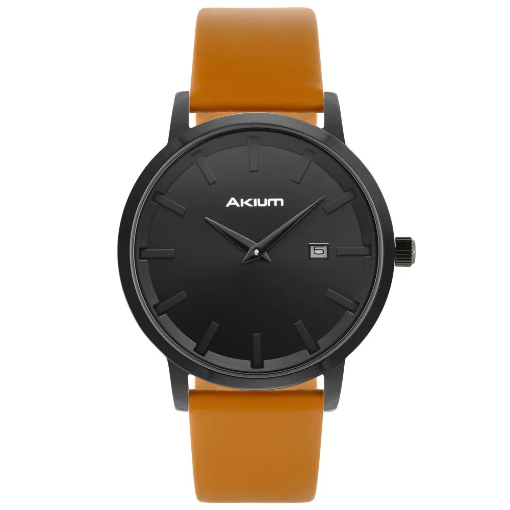 Relógio Akium Slim Masculino Couro Caramelo — imagem 1