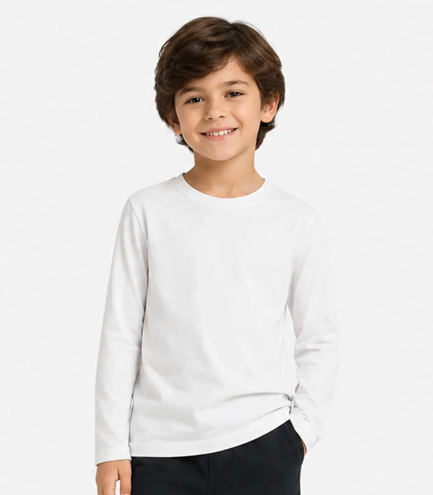 Camiseta Manga Longa Infantil Menino Select Branco